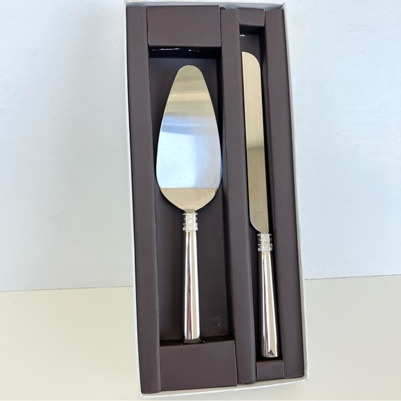 VERA WANG Wedgwood With Love 2pc Stainless Silver Sever Cake Knife Serving Set - Picture 4 of 16